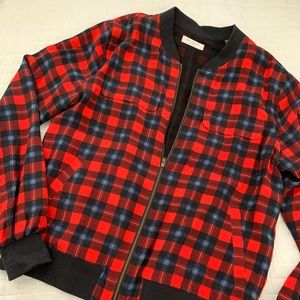 Women’s Equipment Silk Bomber Jacket Plaid